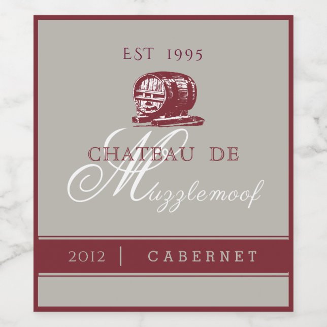 Burgundy and Silver Vineyard Wine Label (Single Label)