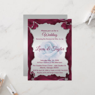 Burgundy and Silver Wedding Invitation