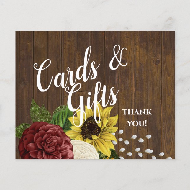 Burgundy and Sunflowers Themed Wedding Budget (Front)