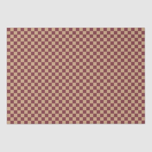 Burgundy And Tan Check Tissue Paper (Front)