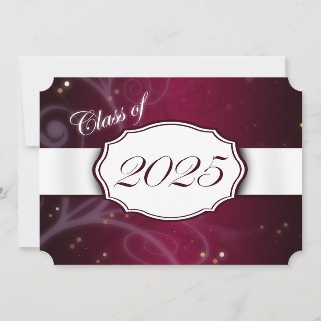 Burgundy and White 2025 Graduation Invitations (Front)
