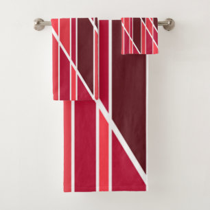 Burgundy and White Bath Towel Set