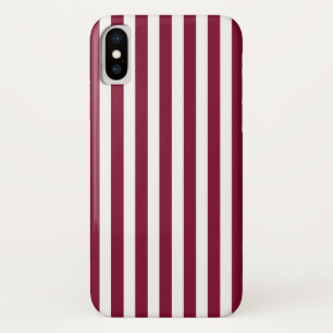 Burgundy and white candy stripes iPhone x case