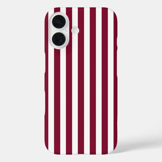 Burgundy and white candy stripes Case-Mate iPhone case (Back)