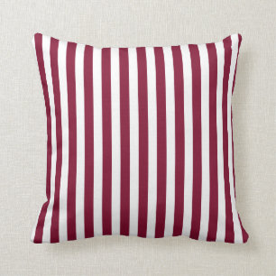 Burgundy and white candy stripes cushion