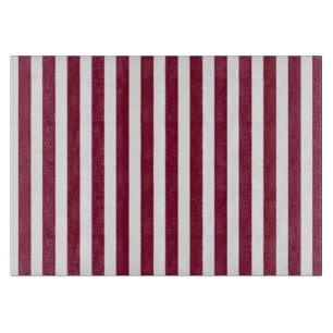 Burgundy and white candy stripes cutting board