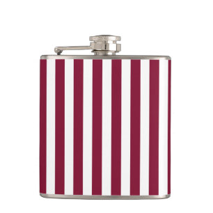 Burgundy and white candy stripes hip flask