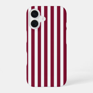Burgundy and white candy stripes iPhone 16 case