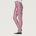 Burgundy and white candy stripes leggings<br><div class="desc">Burgundy and white candy stripes</div>