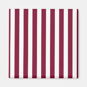 Burgundy and white candy stripes magnet