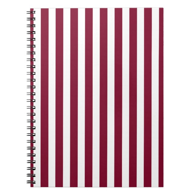 Burgundy and white candy stripes notebook (Front)