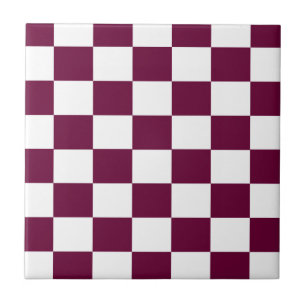 Burgundy and White Checkerboards Tile