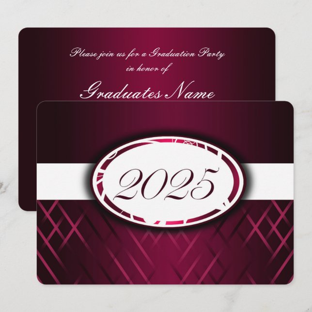 Burgundy and White Class of 2025 Party Invitation (Front/Back)