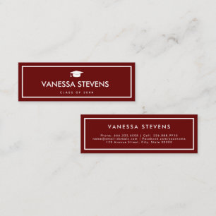 Burgundy and White Classic Graduation Calling Card
