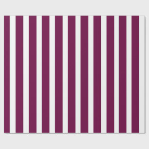 Burgundy and White Classic Vertical Stripes Wrapping Paper