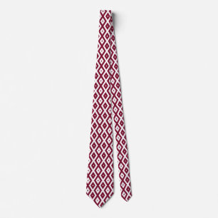 Burgundy and white diamond pattern tie