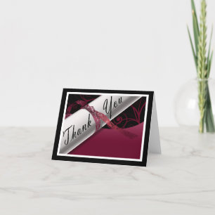 Burgundy and White Diploma Thank You Card