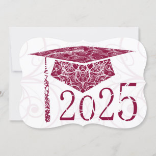 Burgundy and White Floral Cap 2025 Card