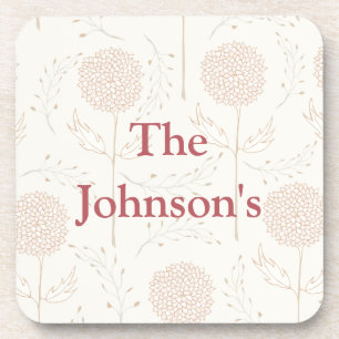 Burgundy and white flowers coaster