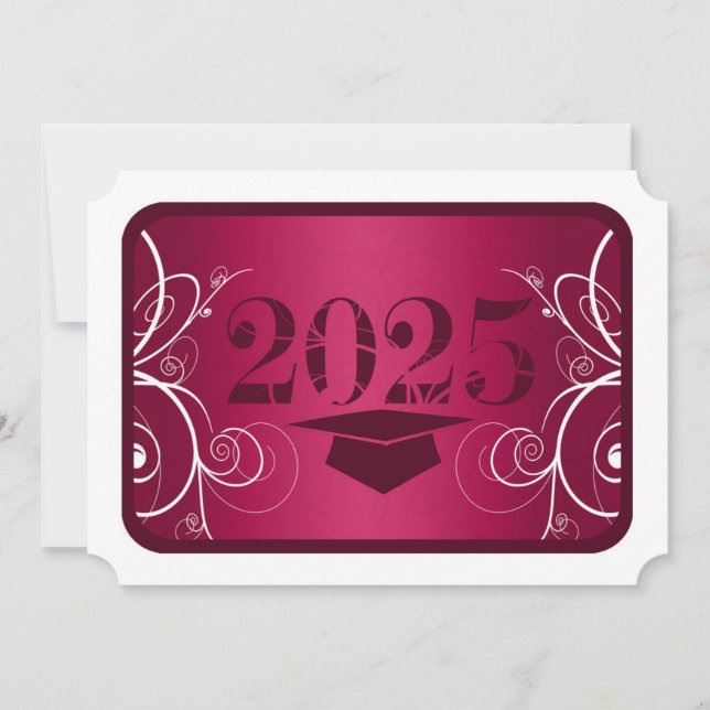 Burgundy and White Frame Graduation Invitation (Front)
