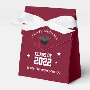 Burgundy and White Graduation Custom Favour Box