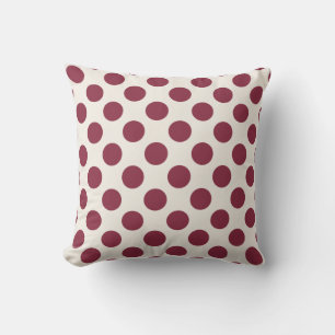 Burgundy and White Ivory Polka Dot Cushion