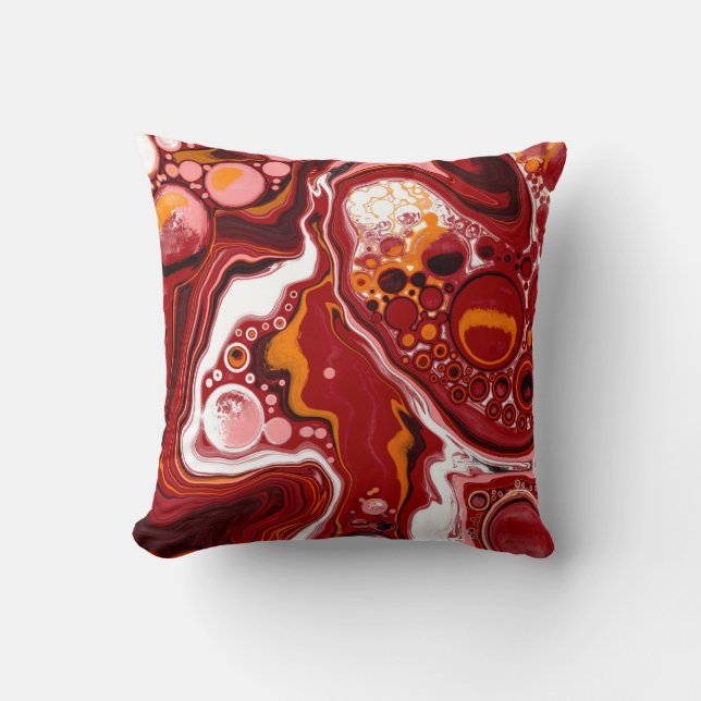 Burgundy and White Marble Fluid Art    Cushion (Front)