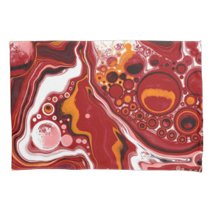 Burgundy and White Marble Fluid Art Pillowcase