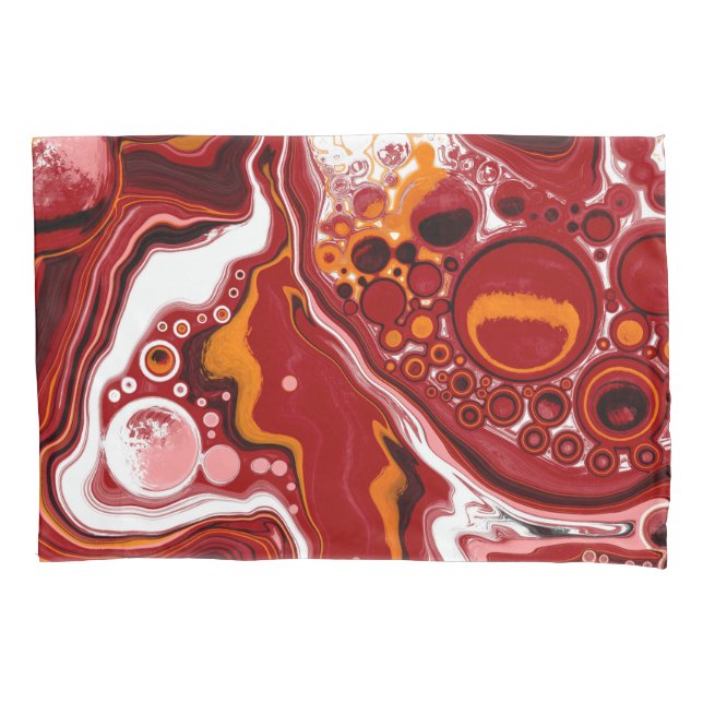 Burgundy and White Marble Fluid Art Pillowcase (Front)