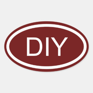 Burgundy and White Monogram Euro Style Oval Sticker