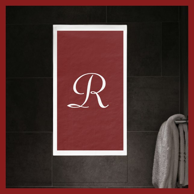 Burgundy and White Monogrammed Paper Guest Towel Napkin (Creator Uploaded)