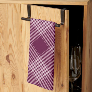 Burgundy And White Plaid Tea Towel