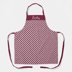 Burgundy and White Stars Personalised Apron