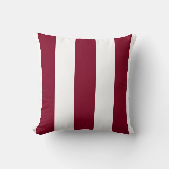 Burgundy And White Stripes Cushion (Front)