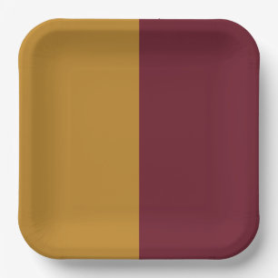 Burgundy and yellow Paper Plate