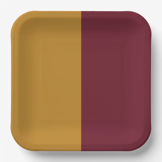  Burgundy and yellow Paper Plate (Front)