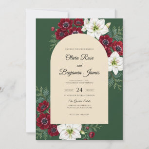 Burgundy Anemone Forest Wedding Invitation