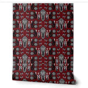 Burgundy Anglo Saxon Art Print Wallpaper