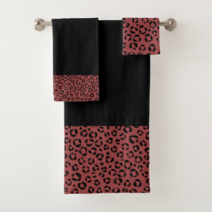 Burgundy Animal Print Bath Towel Set