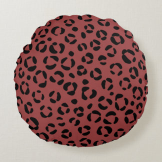 Burgundy Animal Print Round Cushion