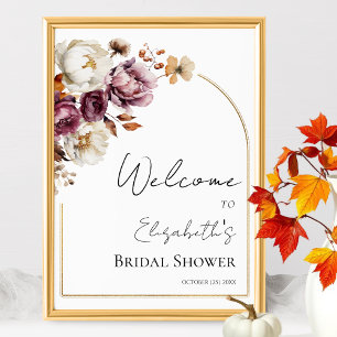 Burgundy Arch Fall Bridal Shower Welcome Sign
