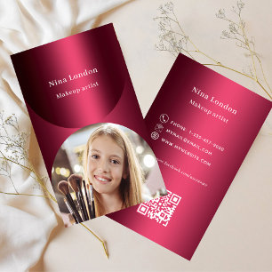 Burgundy arch photo Qr code Facebook premium Business Card