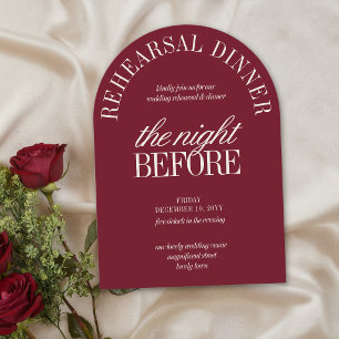 Burgundy Arch Rehearsal Dinner The Night Before Invitation