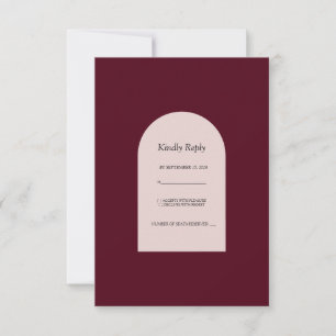 Burgundy Arched Floral Wedding RSVP Reply Card