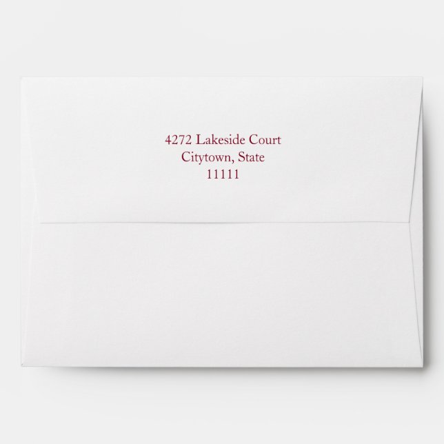 Burgundy Art Deco Diamonds Return-Addressed Envelope (Back (Top Flap))