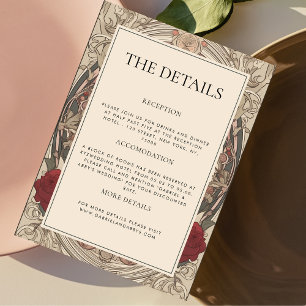 Burgundy Art Nouveau Floral The Details Wedding Enclosure Card