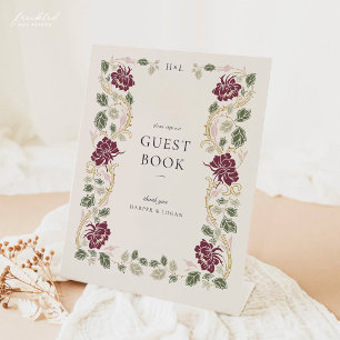 Burgundy Art Nouveau Wedding Guest Book Sign