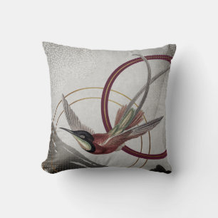 Burgundy Artistic Hummingbird Cushion