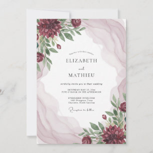 Burgundy Atmospheric Autumn Wedding Invitation