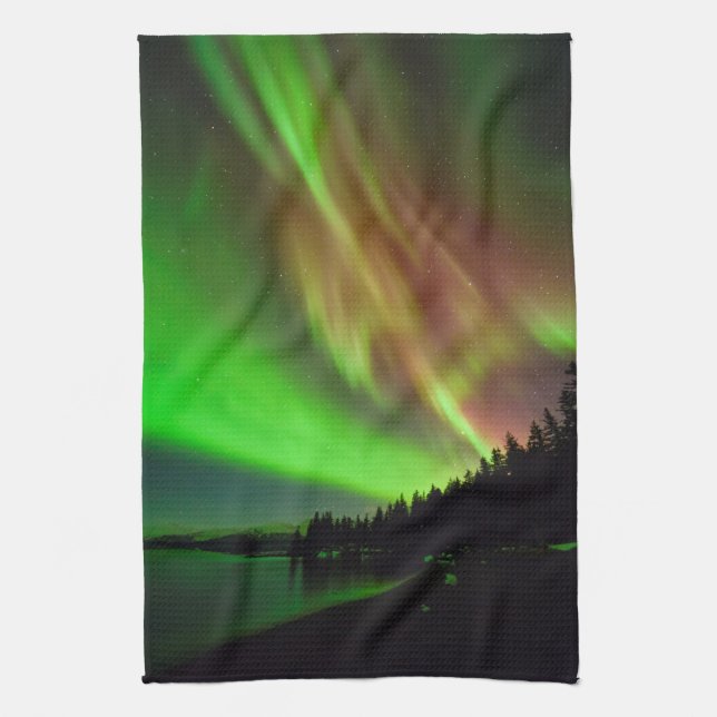 Burgundy Aurora Tea Towel (Vertical)